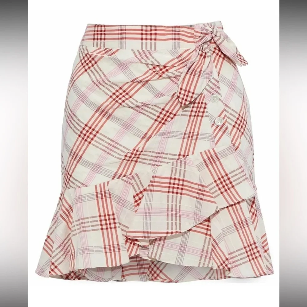 Veronica Beard Kaia pink plaid mini skirt size 4